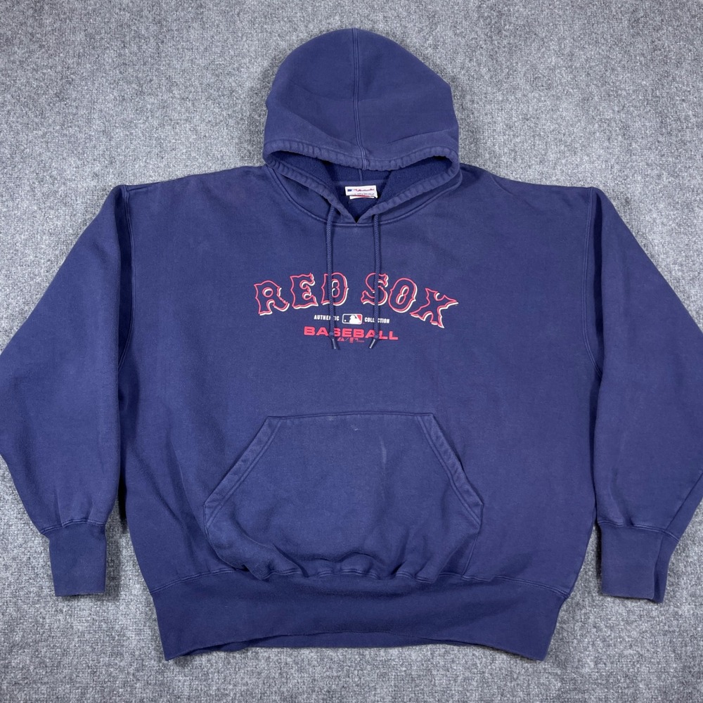 Y2K Boston Red Sox Majestic Hoodie Mens 2XL Navy Blue MLB Authentic Collection